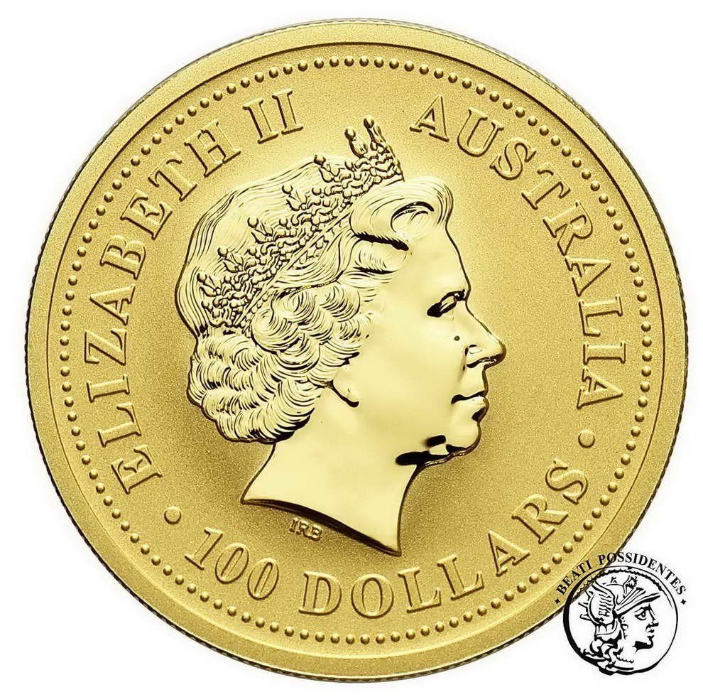 Australia Elżbieta II 100 $ dolarów 2007 rok świni 1 Oz Au st. 1